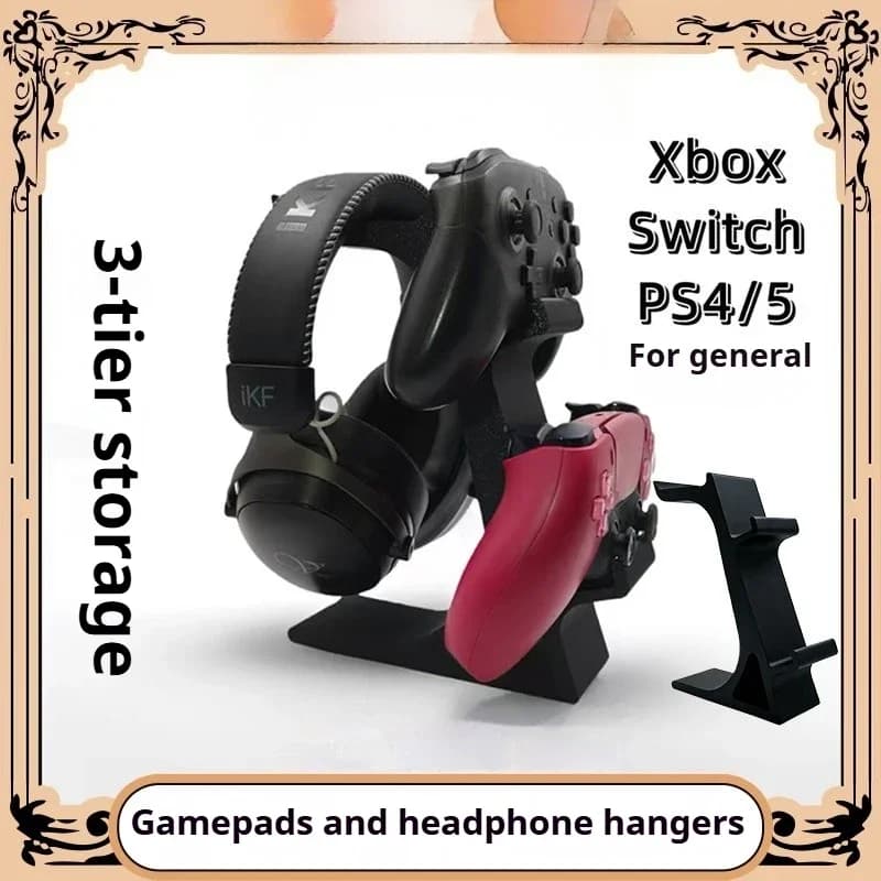 Supporto a 3 livelli per controller e cuffie, universale per Xbox, Switch, PS4/5, accessori da gaming da scrivania