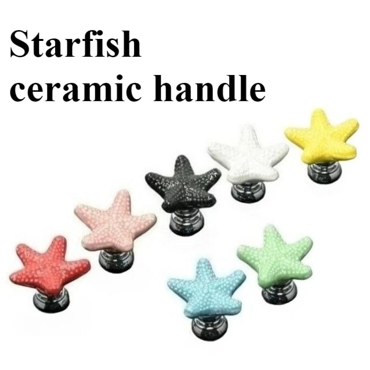 Maniglia per cassetti in ceramica con stella marina dei cartoni animati Maniglie per porte per mobili europei in bianco e nero per maniglie per mobili