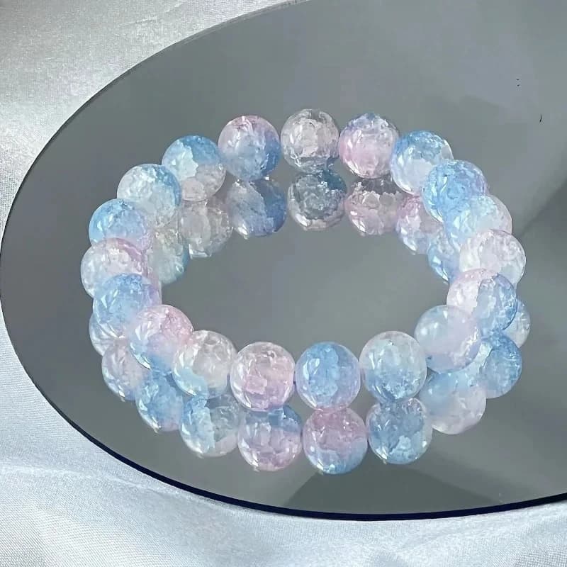 Braccialetti alla Moda Y2K con Perline di Cristallo Smaltato a Forma di Fiori di Ciliegio, Gioielli Eleganti e Raffinati per la Salute e la Fortuna