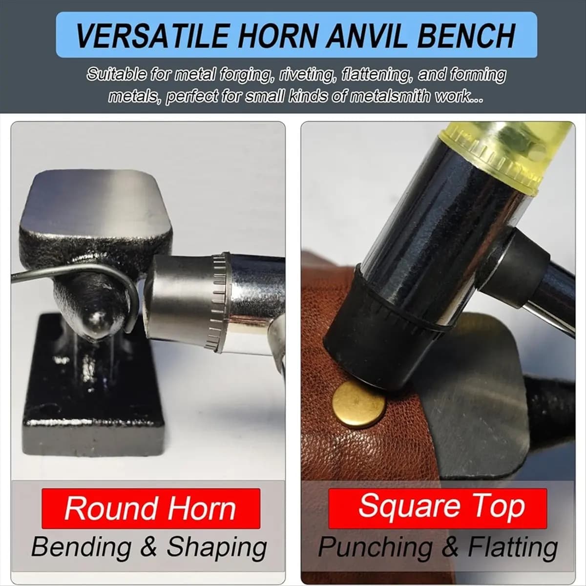 Set Mini Incudine e Martello in Ferro A75K, Incudine in Ferro Forgiato da 1,15 Libbre con Martello in Gomma, per Stampaggio Metalli, Oreficeria
