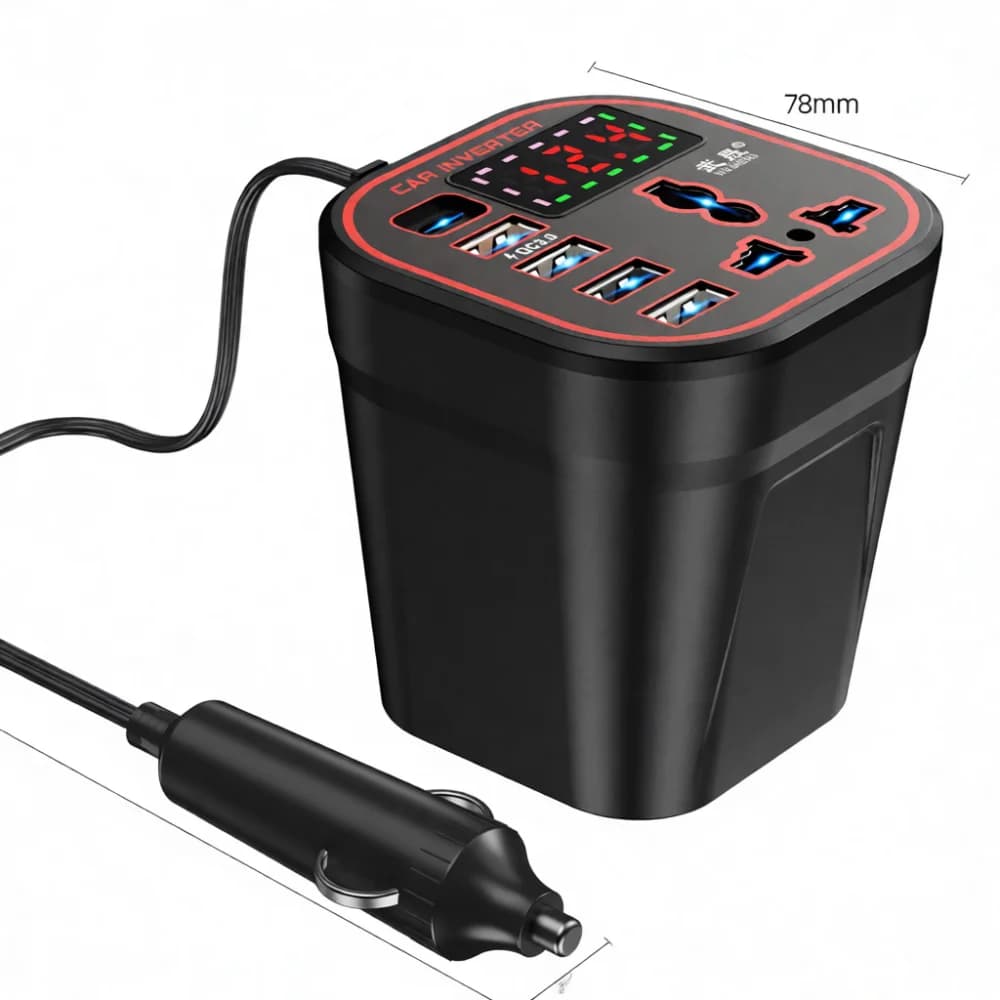 Portable Car Power Inverter 12V 24V To 220V Converter Adapter Auto Multi Function Socket USB Quick Charge Travel Accessory