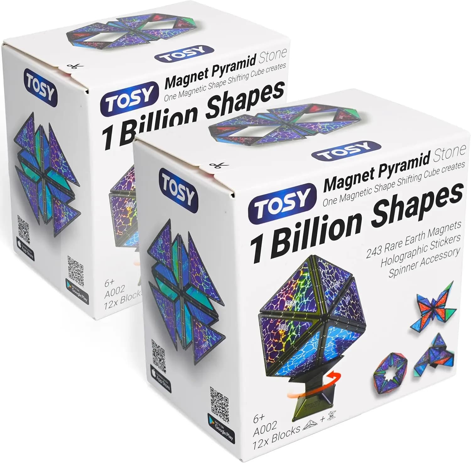 Puzzle Magnetico a Piramide - 243 Magneti, si Trasforma in Forme (Coniglio, Cuore), Regalo STEAM per Pasqua e Compleanno, Confezione da 2