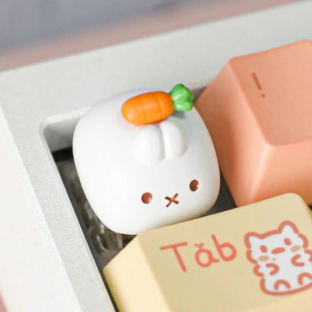 Kawaii Miffy Keycap Cute Cartoon Carrot-shaped Miffy Rabbit Resin Keycap Cute Customized Hand-painted Mechanical Keyboard Cap