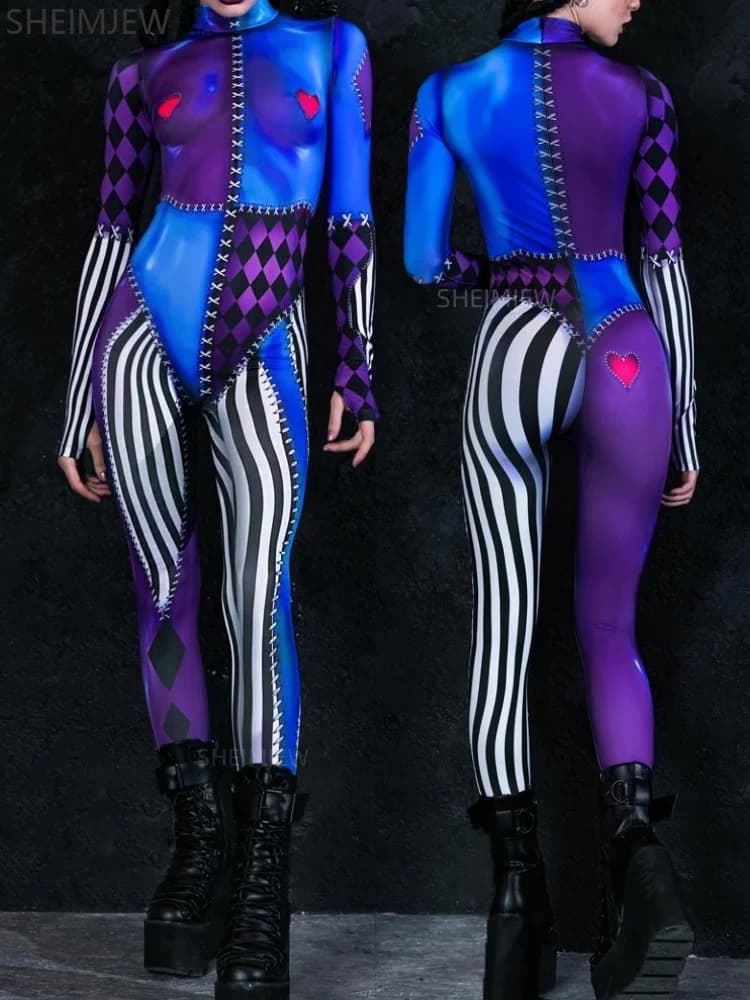 Costume da Pagliaccio Innocente per Donna, Tuta Sexy con Stampa 3D per Carnevale, Halloween e Feste