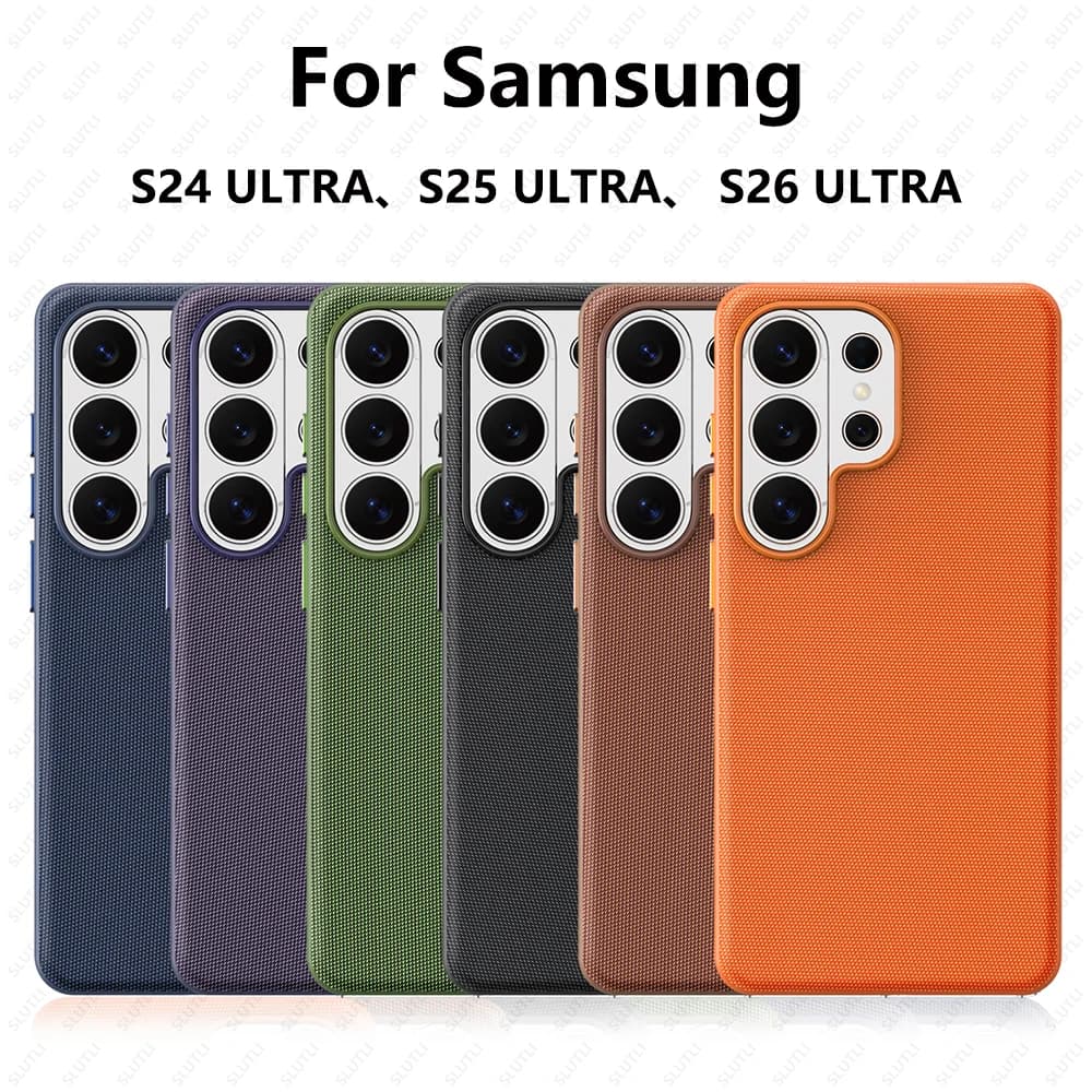 Magnetic Tech Fabric Phone Case For Samsung Galaxy S26 25 24 23 22 Ultra For Magsafe Wireless Charging TechWoven Anti-Slip Cover