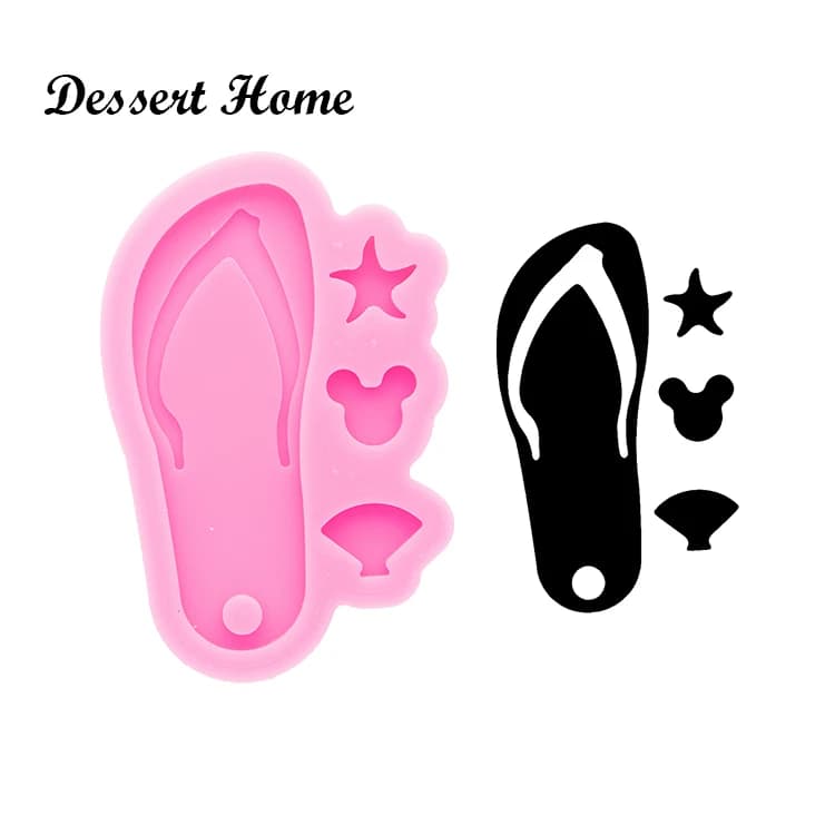 DY0590 Glossy Resin Flip Flop Molds for Keychain, Silicone Molds DIY Epoxy Jewellery Making, Silicon Clay Molds