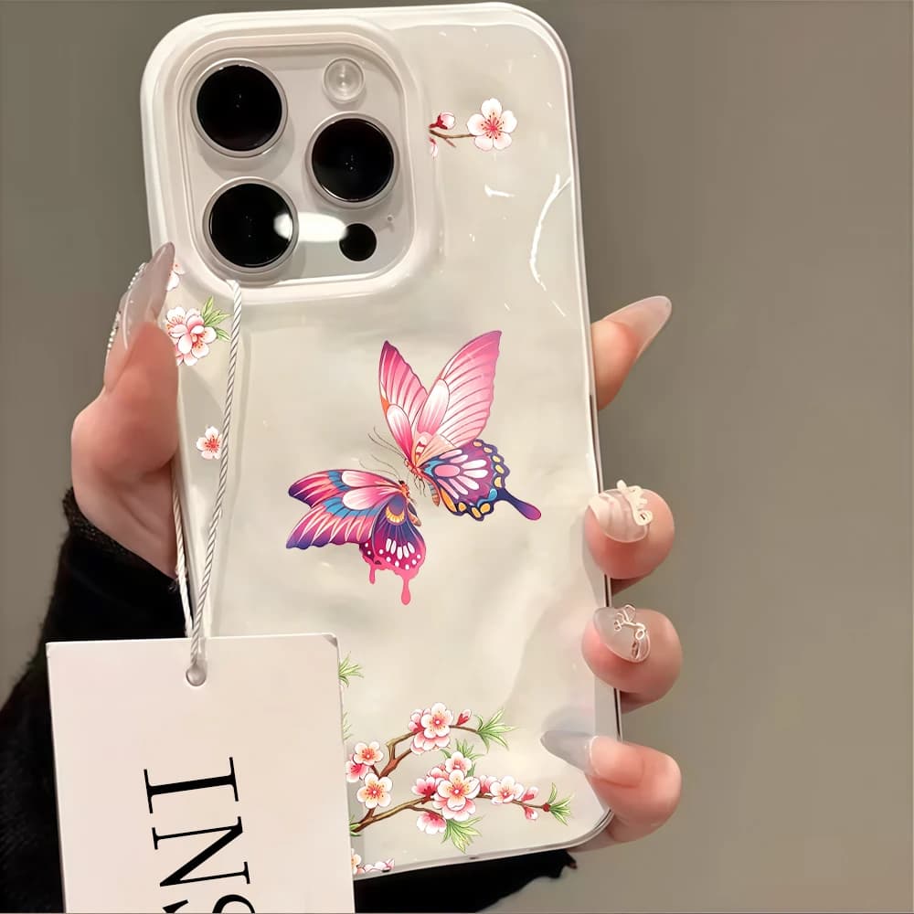 New Chinese Style Color Butterfly Series Phone Case For iphone 17 Air 14 15 16 11 12 13 Pro Max 14 15 16 Plus Candy Color Cover