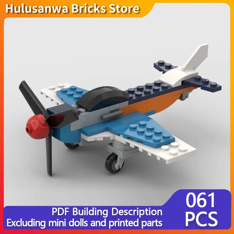Propeller Aircraft MOC Building Bricks War Equipment Modular Technology Gifts Holiday Assemble Children Toys Suit