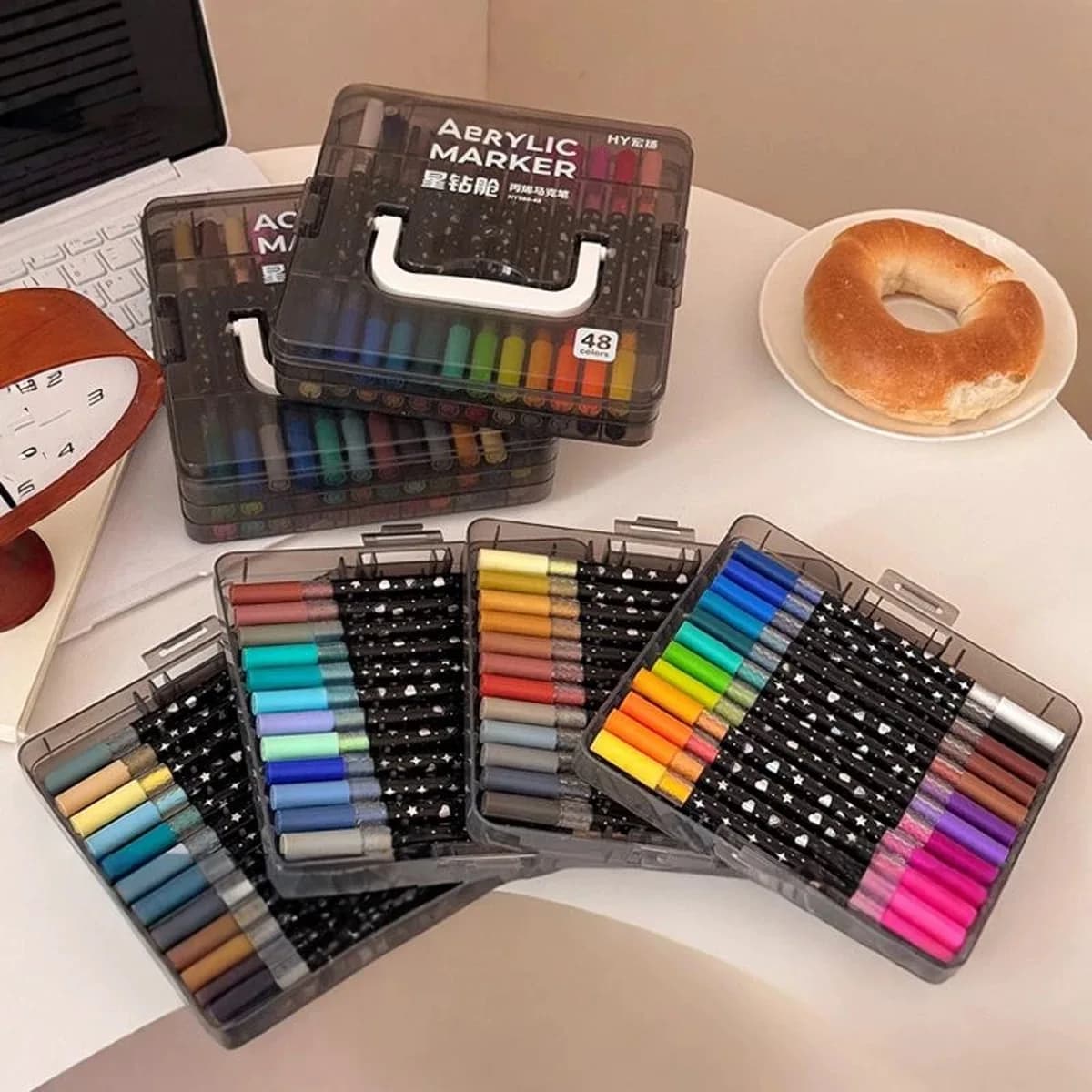 Pennarello acrilico a doppia punta a due colori, 48/72/96 colori, per lavori manuali fai-da-te per adulti, biglietti, tazze
