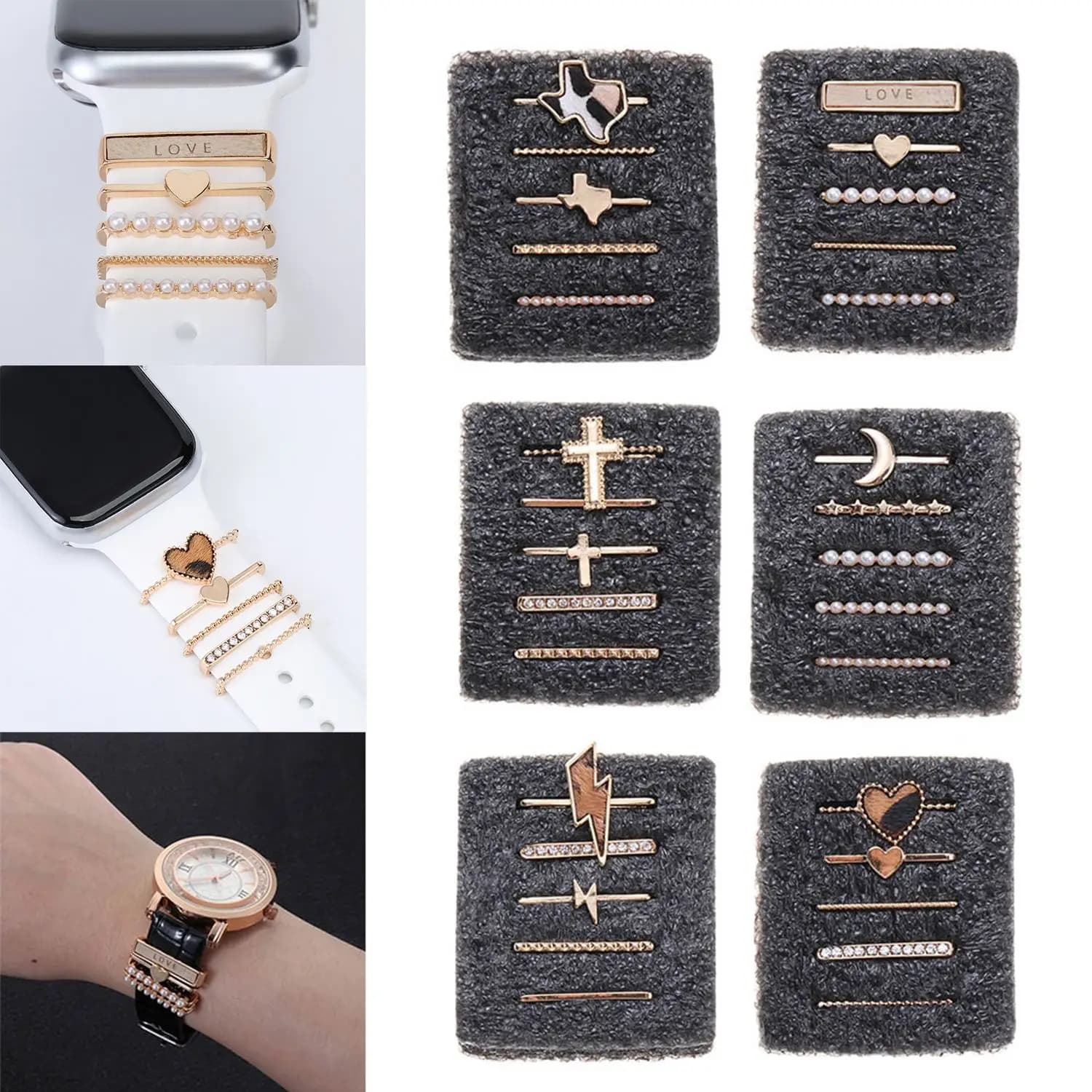 Ciondoli per cinturino Apple Watch 10 SE 9 8 7 6 Accessori per bracciale gioielli con diamanti per Samsung/Huawei Watch 20/22mm Decorazione cinturino