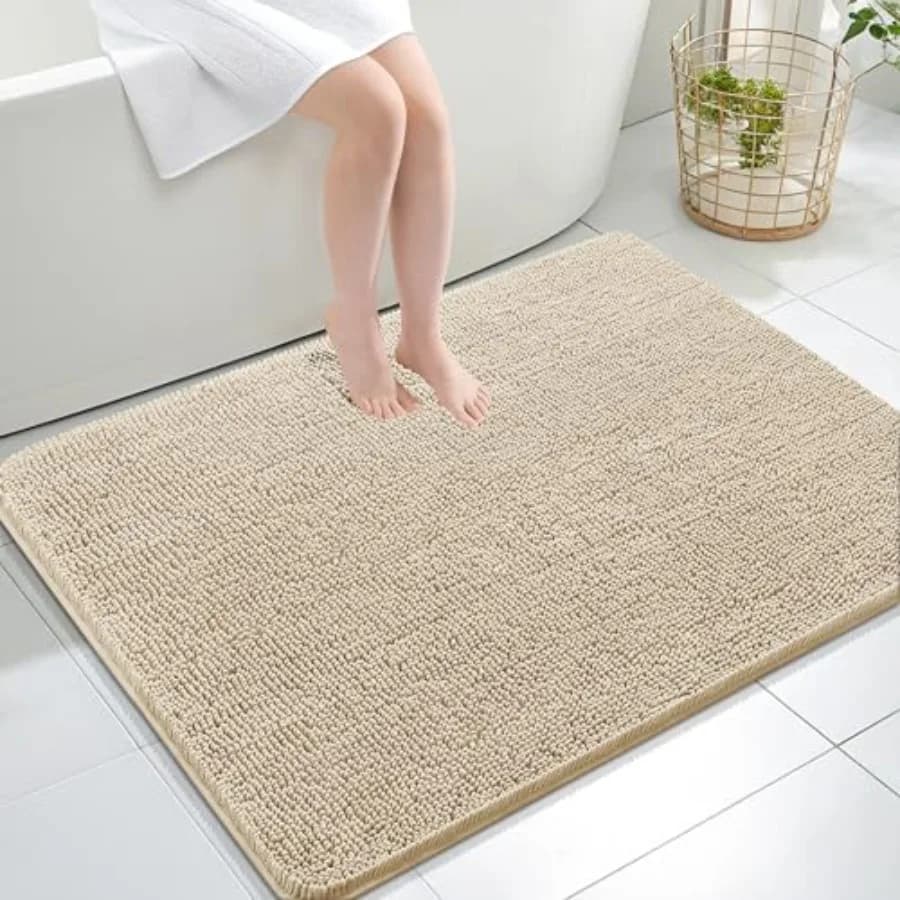 Tappeti da Bagno Grandi 40x32, Tappeti da Bagno in Ciniglia Extra Morbidi e Assorbenti, Base in Gomma ad Asciugatura Rapida, Lavabili in Lavatrice
