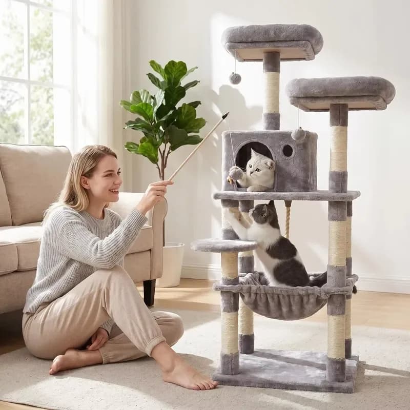Large Cute Modern Eco-friendly Cat Tree Integrated Jumping Platform Sisal Post Climbing Frame Quality Wood Factory Wholesale