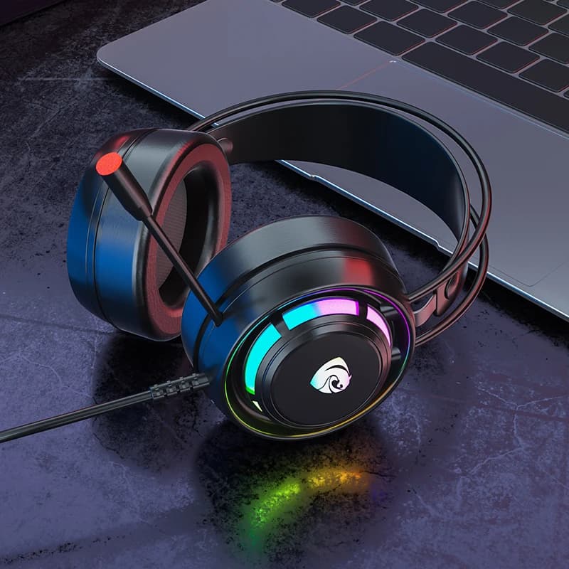 PSH-300 Over-Ear Gaming Headset 7.1 Surround Sound Noise Canceling USB Wired RGB Mic Comfortable for PC