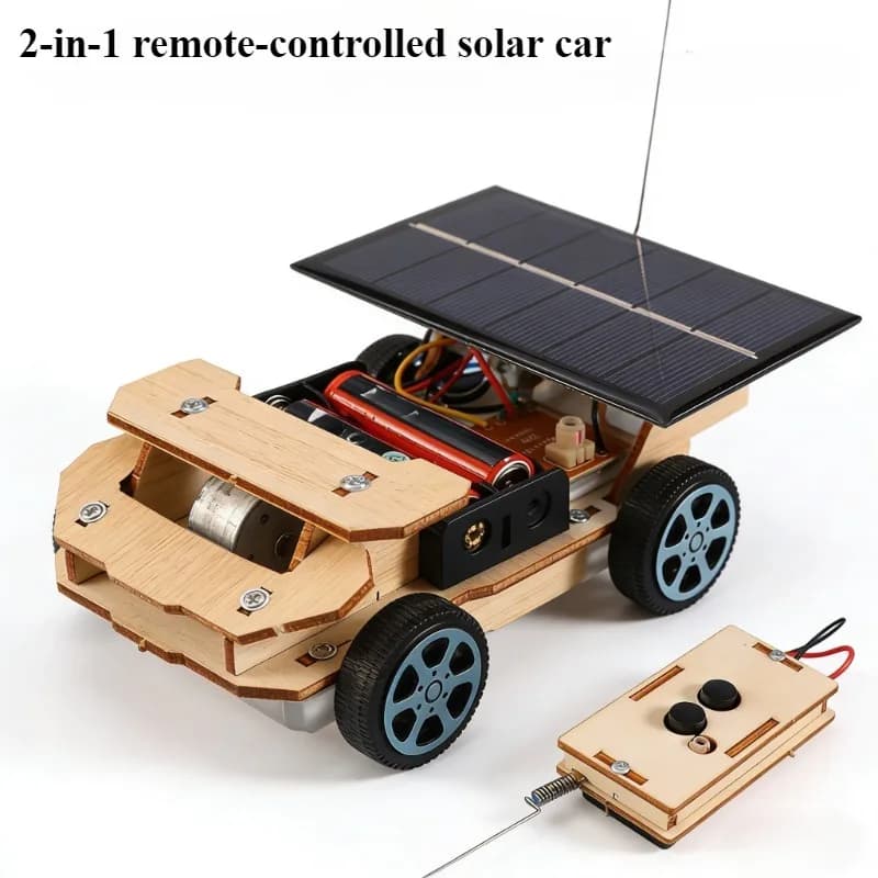 Auto solare 2 in 1, modello di assemblaggio artigianale fai-da-te per bambini, puzzle 3D in legno fai-da-te, giocattoli educativi, regali per bambini