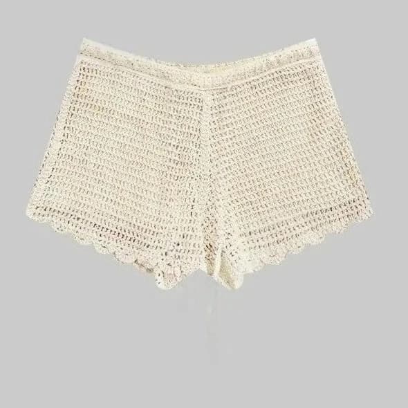 Pantaloncini in pizzo all'uncinetto da donna, pantaloncini da spiaggia, pantaloncini scavati con gancio, costumi da bagno, pantaloncini sportivi, vacanze estive