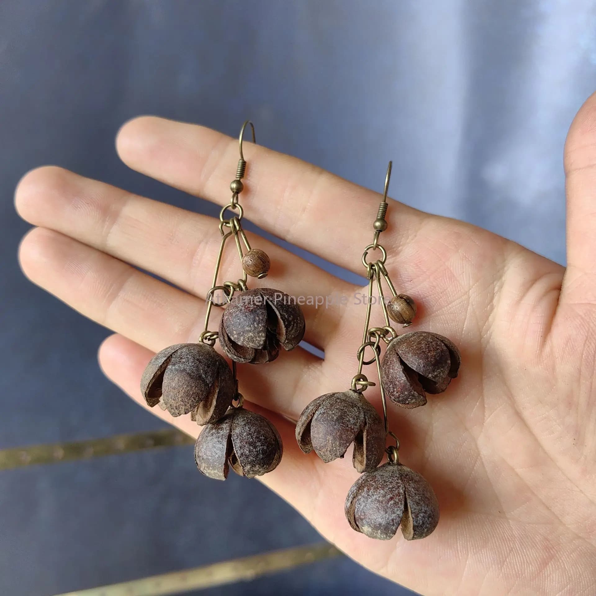 Orecchini vintage fatti a mano Pianta secca naturale Frutta Eleganti accessori in stile lungo Gioielli di dichiarazione per donna Ragazza all'ingrosso