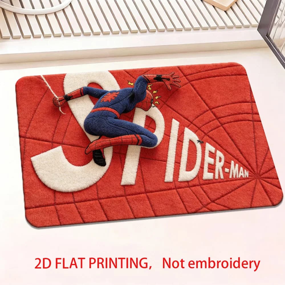 Tappetino 2D Piatto, 1 Pezzo, Stampa 2D Marvel Spider-Man, Antiscivolo, Ultra Morbido, per Bagno, 850gsm Velluto, Adatto per B