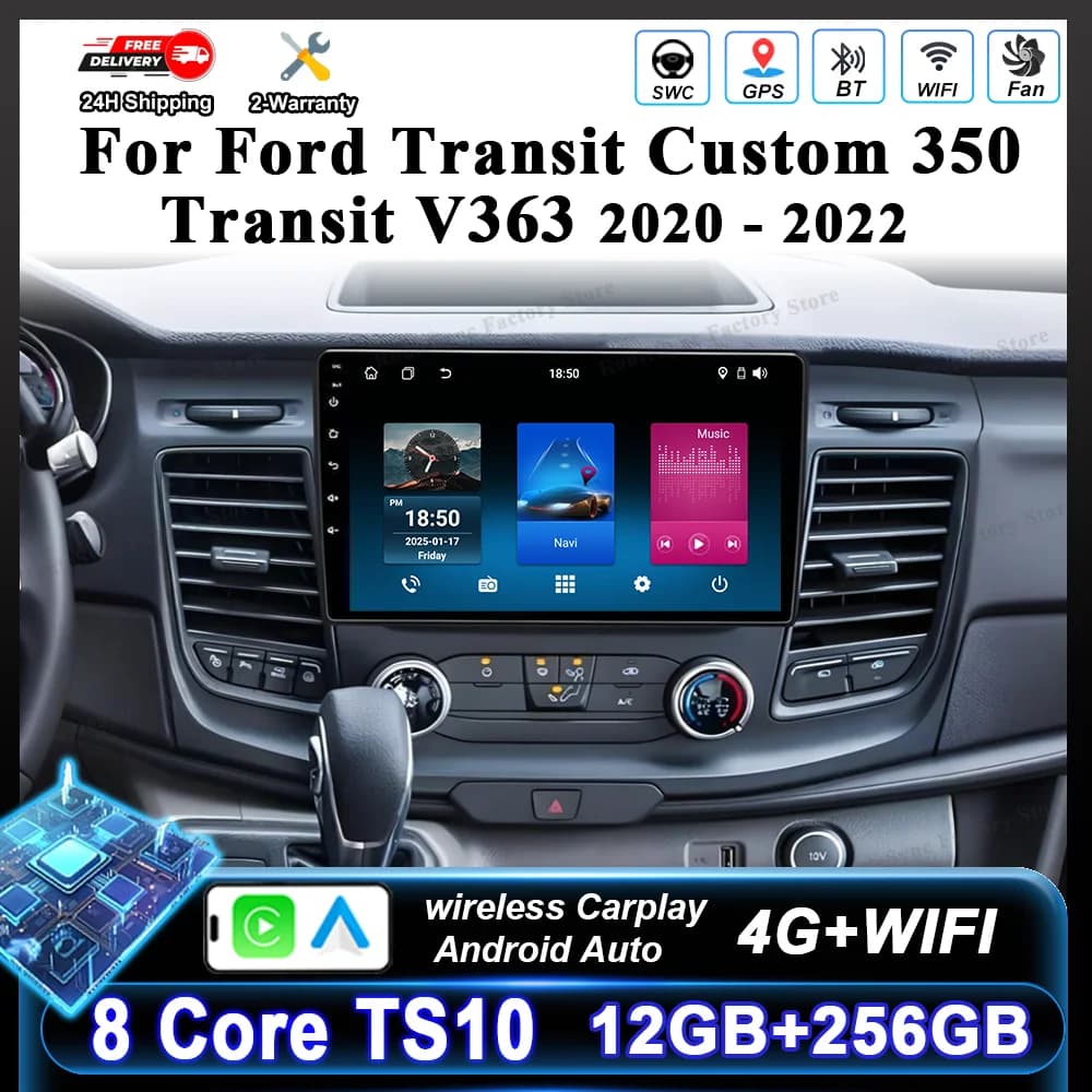 Android 16 For Ford Transit Custom 350 Transit V363 2020 - 2022 Auto Multimidia Video Player Carplay Radio Stereo Car Dvd WIFI
