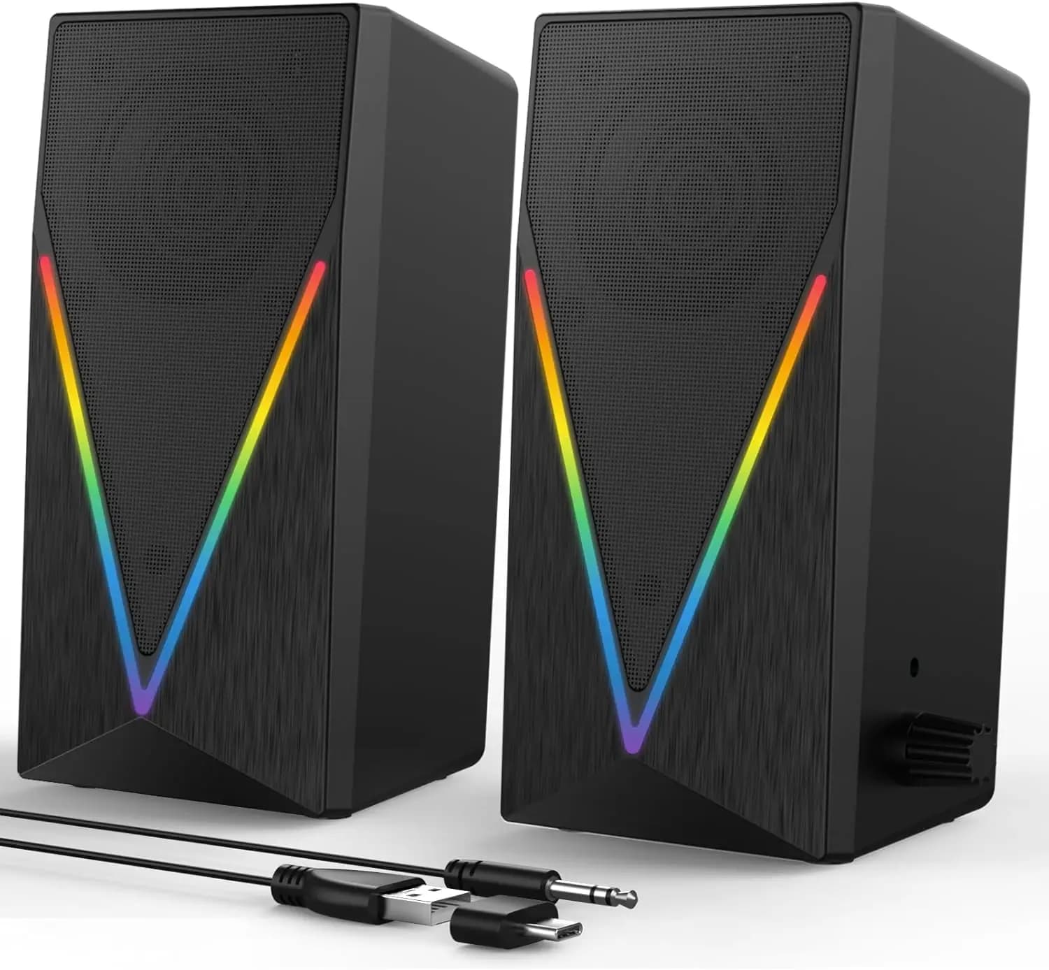 RGB Gaming Speakers with Enhanced Bass, USB Powered for PC Laptop Tablet