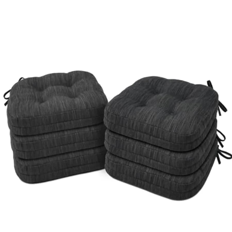 Set di 6 Cuscini per Sedie da Cucina in Memory Foam a Doppio Strato, Design Brevettato, Cuscini per Sedie da Pranzo con Lacci 16.5 x 16.5 x