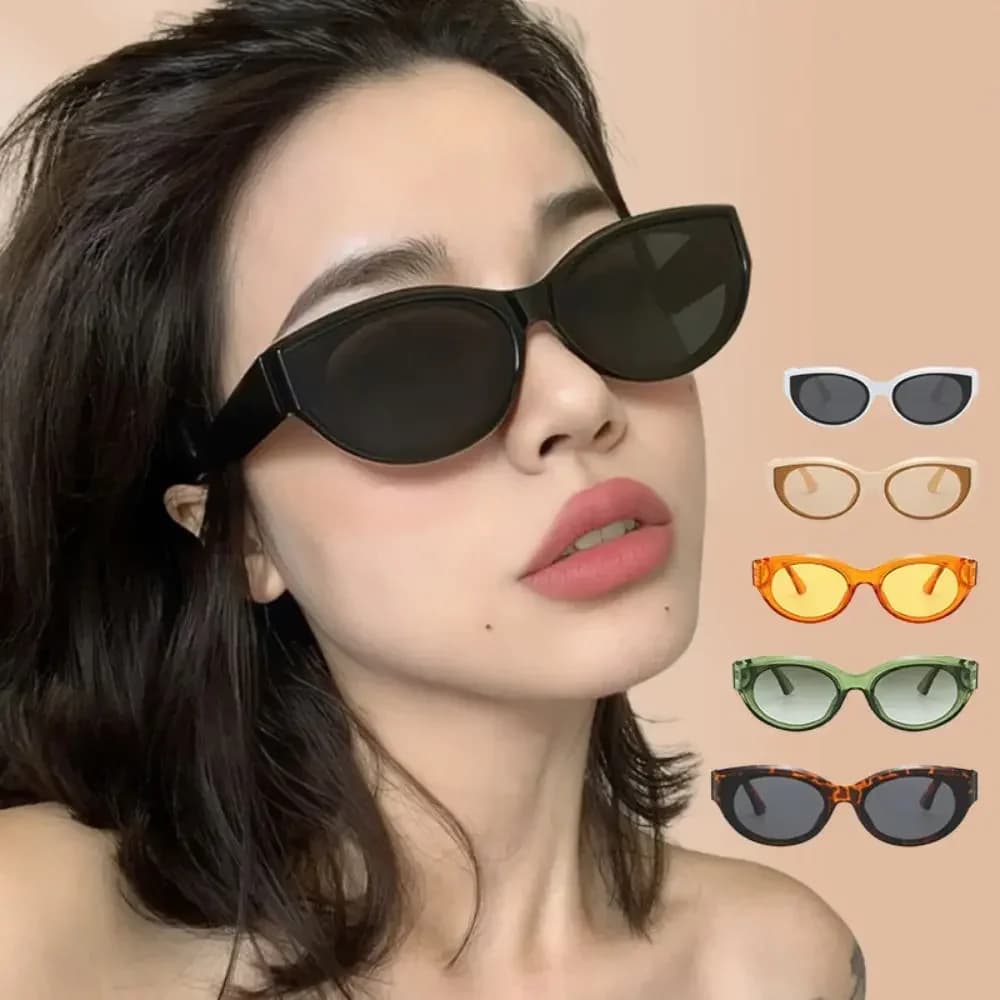 Occhiali da Sole Vintage Cat Eye per Donne, Moda Y2K, Montatura Quadrata, Occhiali da Sole Femminili Neri