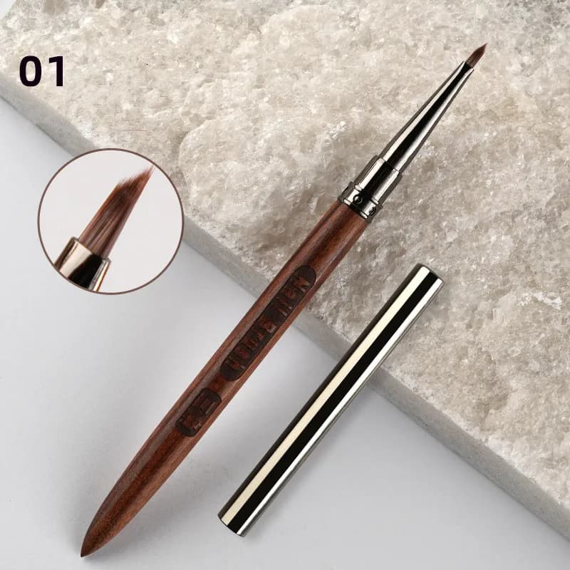 1/2 Pezzi Pennello Triangolare con Manico in Legno Rotondo per Nail Art, Pennello per Pittura e Disegno, Pennello per Estensione Unghie in Acrilico e Gel UV