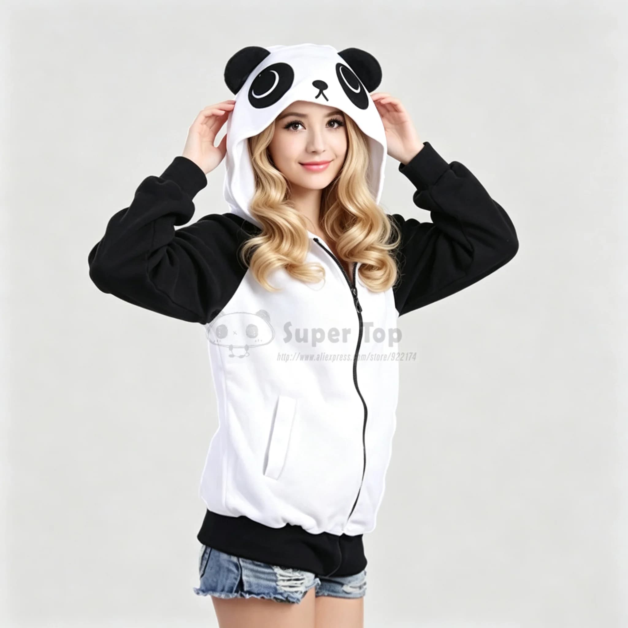 Nuova Giacca con Cappuccio Panda Primavera 2026, Felpa con Cappuccio Animale per Donna, Cappotto con Orecchie, Felpa Cosplay Animale