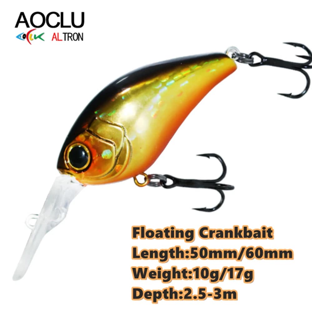 AOCLU Floating Minnow 50mm 10g 60mm 17g Hard Bait Crank Deep Diver Depth 2.5-3m Fishing Lure Long Casting Hook Tackle Quality