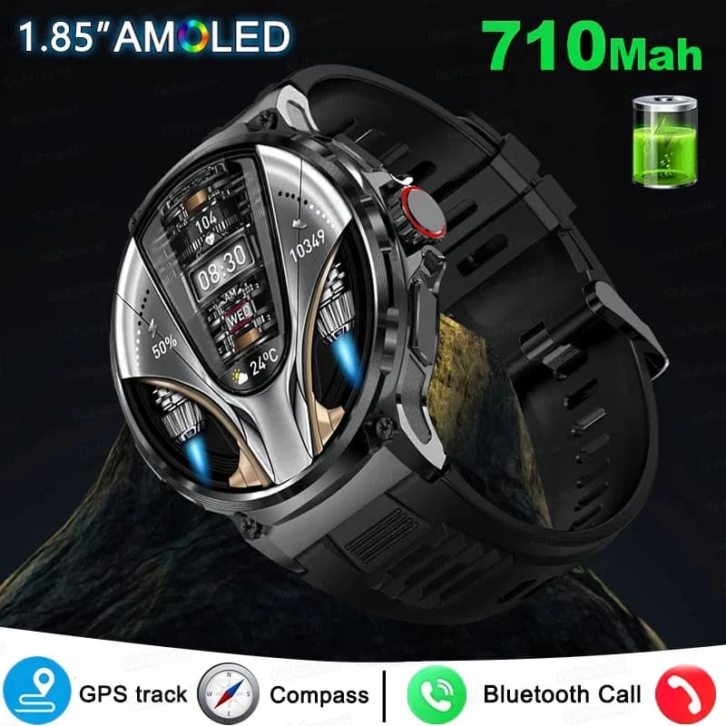 Original Smartwatch for Men with 1.85 Ultra HD Screen, 710 mAh Battery, Bluetooth, GPS, Fitness Tracker for iOS and HUAWEI