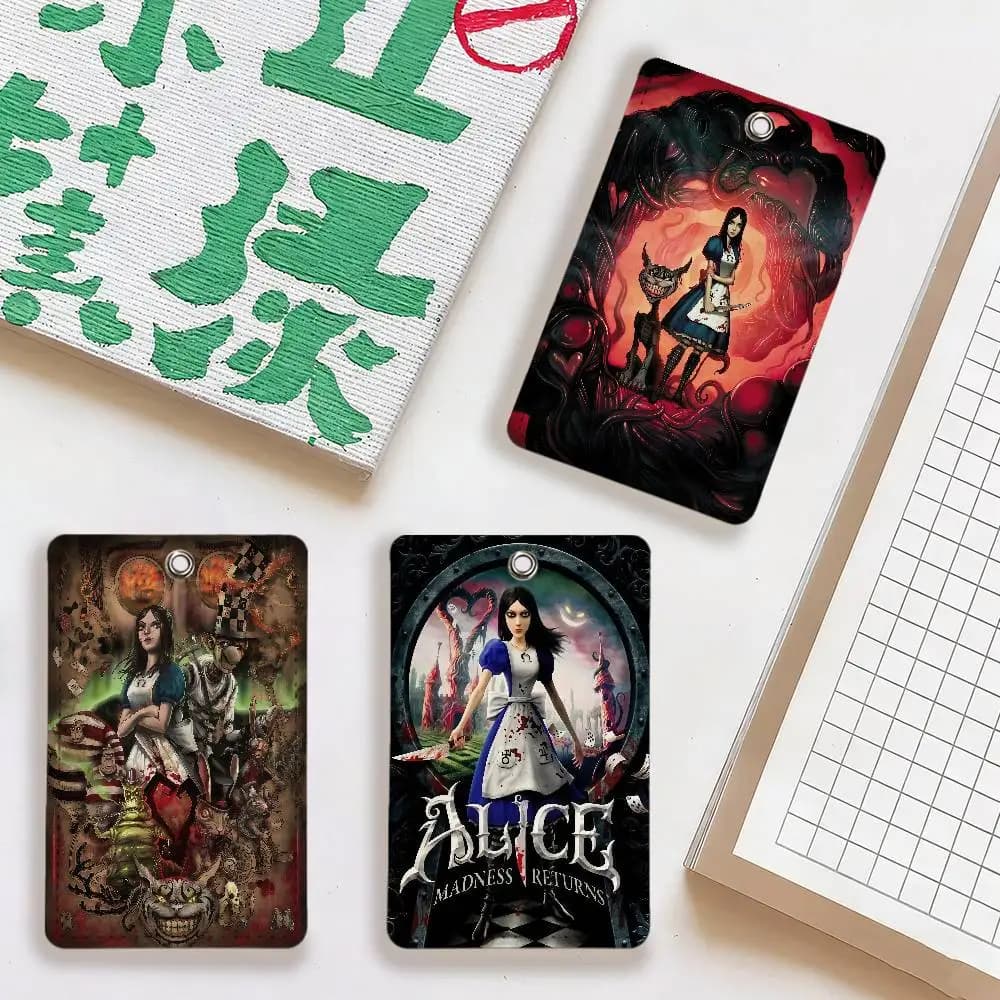 Porta carte di gioco A-Alice M-Madness Returns per viaggi quotidiani, carte dell'autobus, protettore per carte di accesso, adatto per l'uso quotidiano.