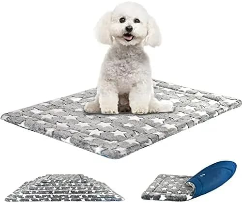 Tappetino per cani reversibile KROSER – Fresco e caldo, lavabile in lavatrice, design grigio/nero con stelle, adatto per cani di taglia piccola fino a XXL
