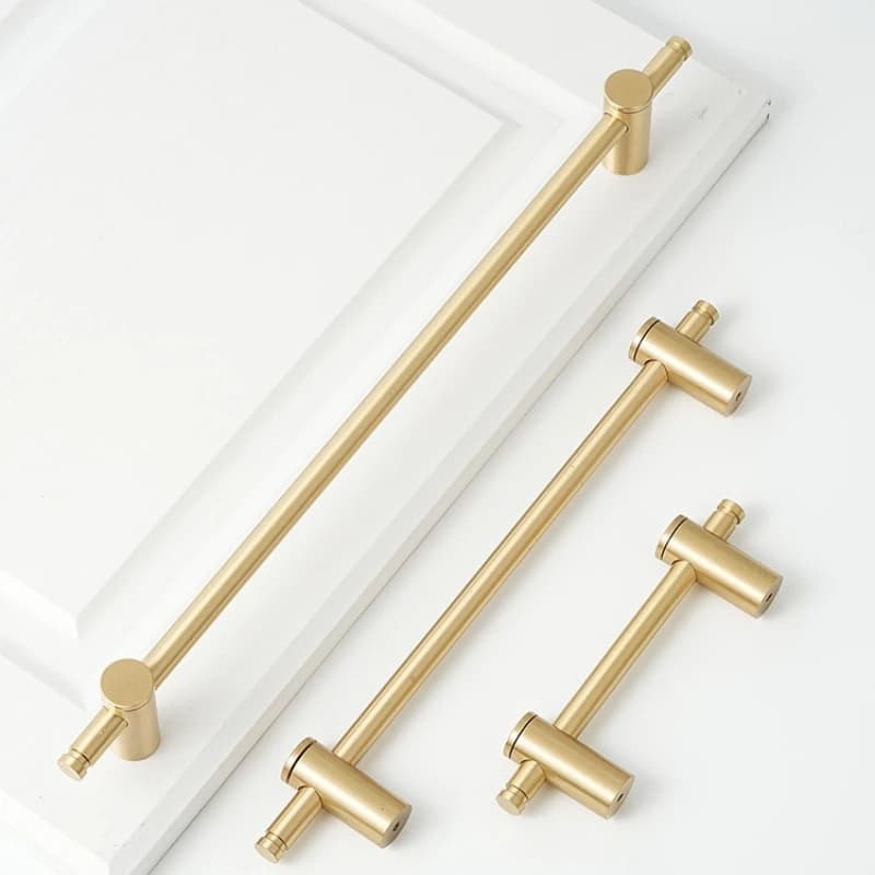 Maniglie Regolabili in Ottone Massiccio di Lusso con Manico Lungo e Altezza Regolabile, Moderne Maniglie Dorate per Armadi, Porte in Vetro e Cassetti