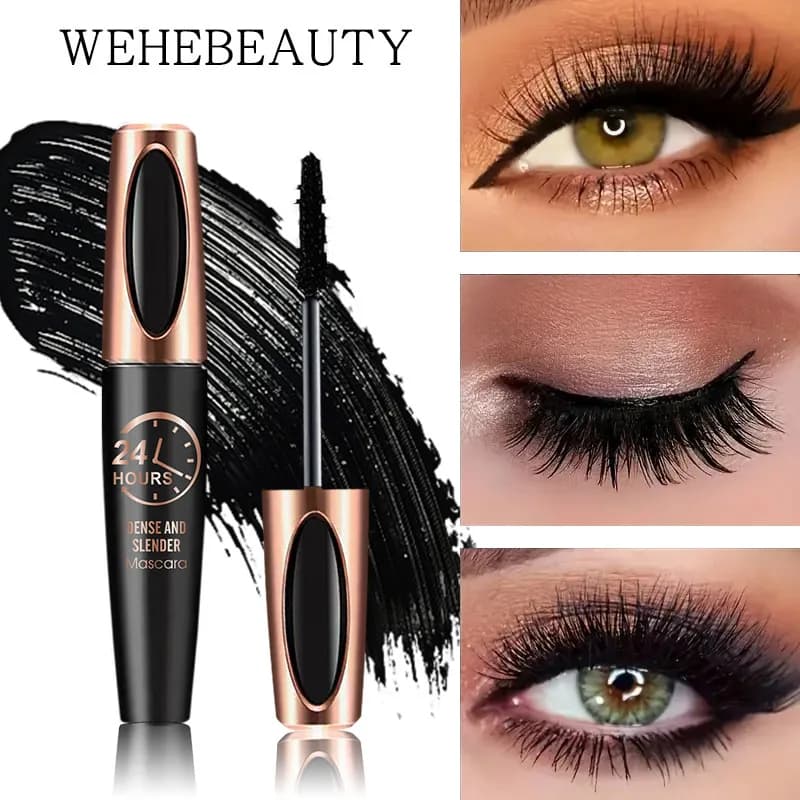 Mascara impermeabile 5D Estensione ciglia spesse Mascara in fibra di seta nera Mascara cosmetico impermeabile per trucco femminile