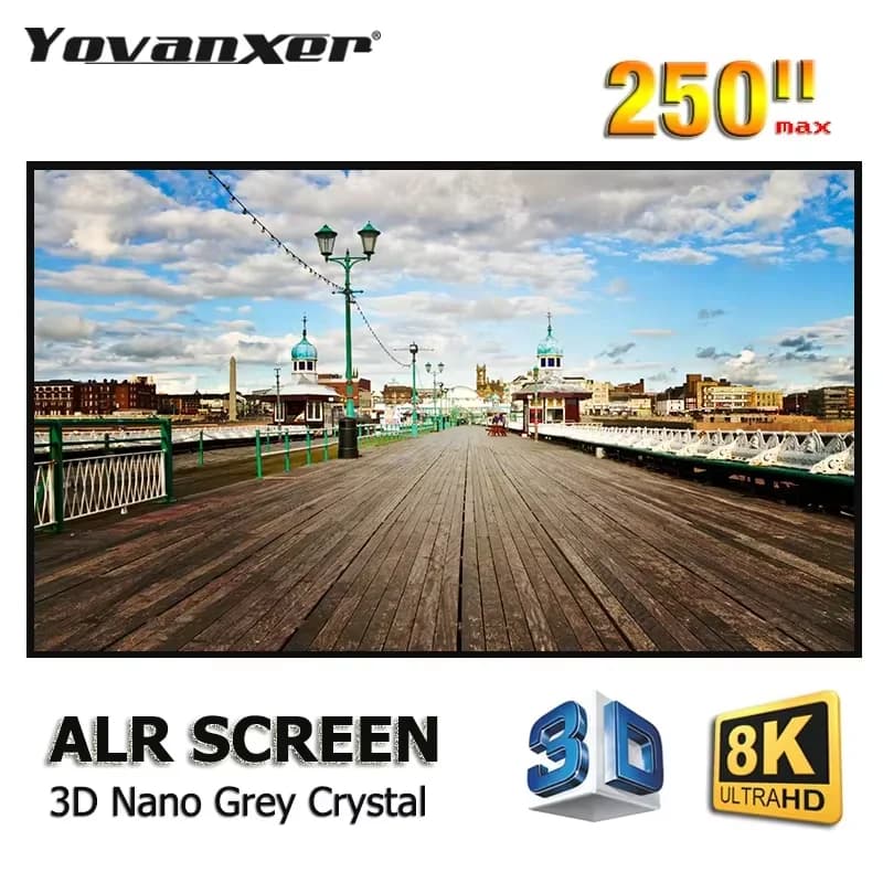 Schermo di Proiezione Anti-Luce ALR 200 Pollici Max 3D 4K, Schermo per Proiettore in Tessuto Cristallo Grigio per Home Theater, Cornice NON Inclusa