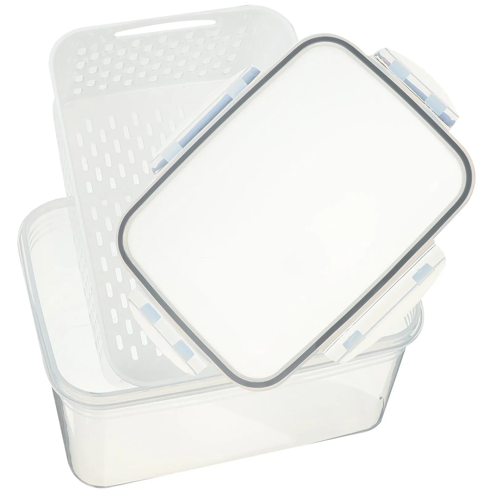 Set di Contenitori Organizzatori per Frigorifero con Cestello di Drenaggio Integrato, Contenitore Ermetico per Alimenti Trasparente e Impilabile