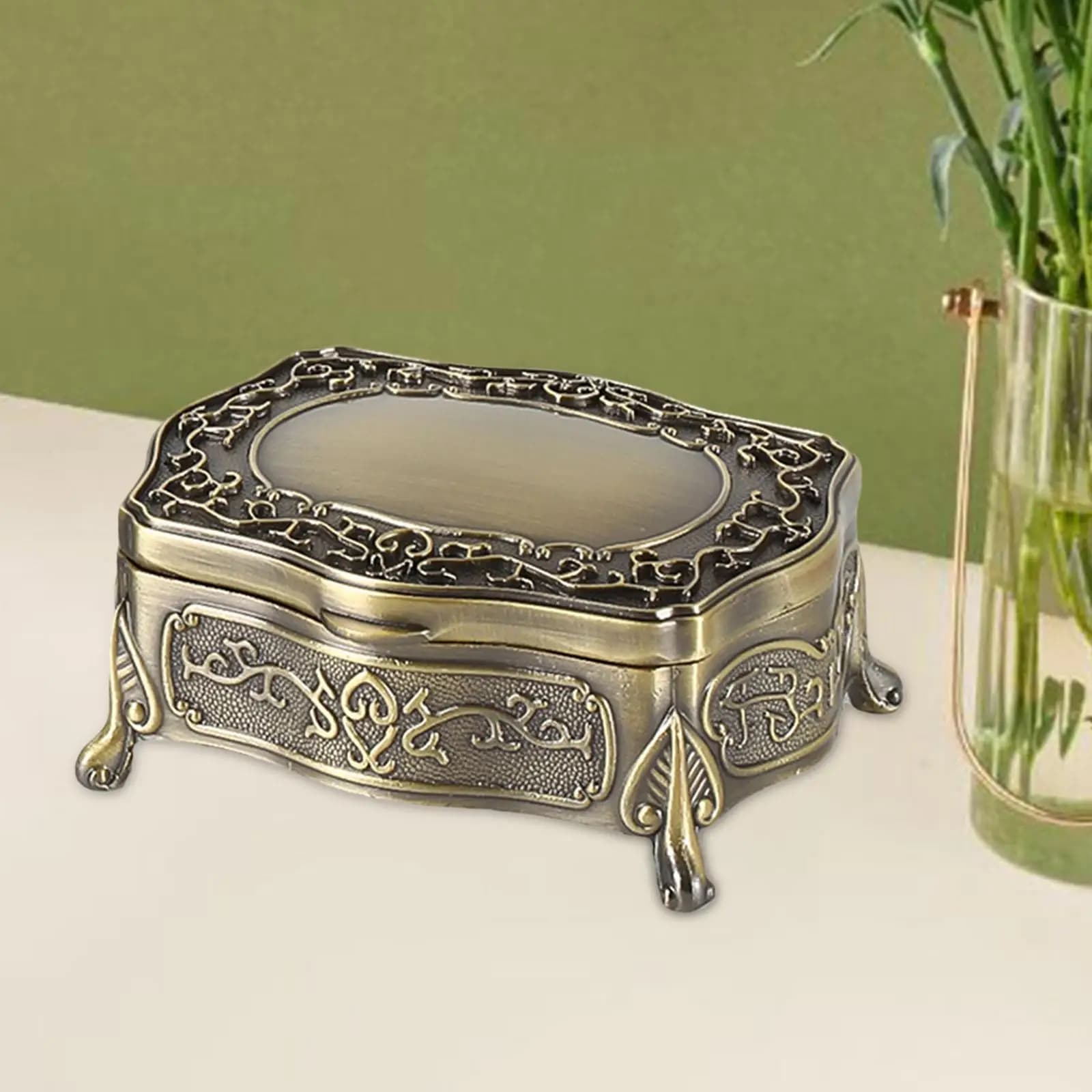 Portagioie in Metallo Vintage da Tavolo per Donne, Decorazione Casa, Piccolo Organizzatore di Gioielli, Scatola per Anelli