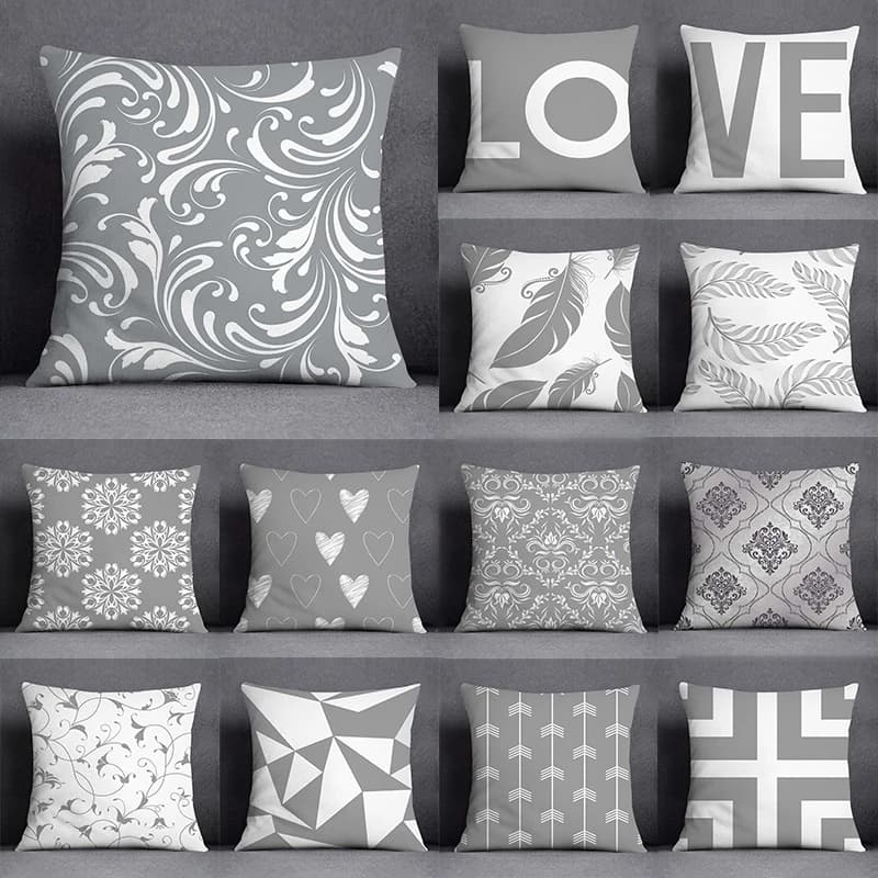 Grey White Pillow Lining for Geometric Sofa House Bedroom Furniture