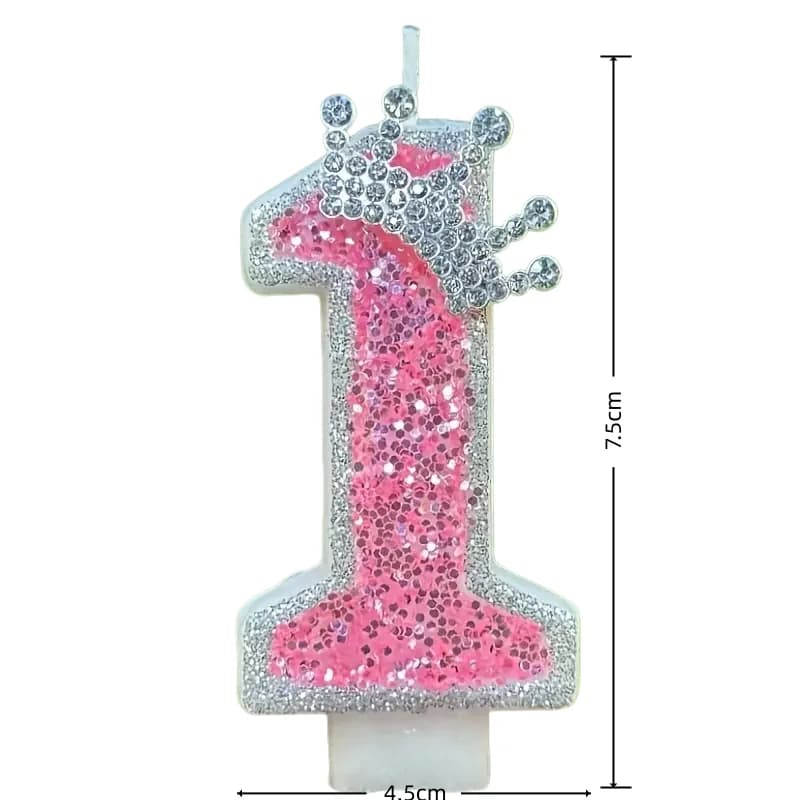 New 0-9 Number Birthday Candles original Silver edged crown birthday cake digital party anniversary candle