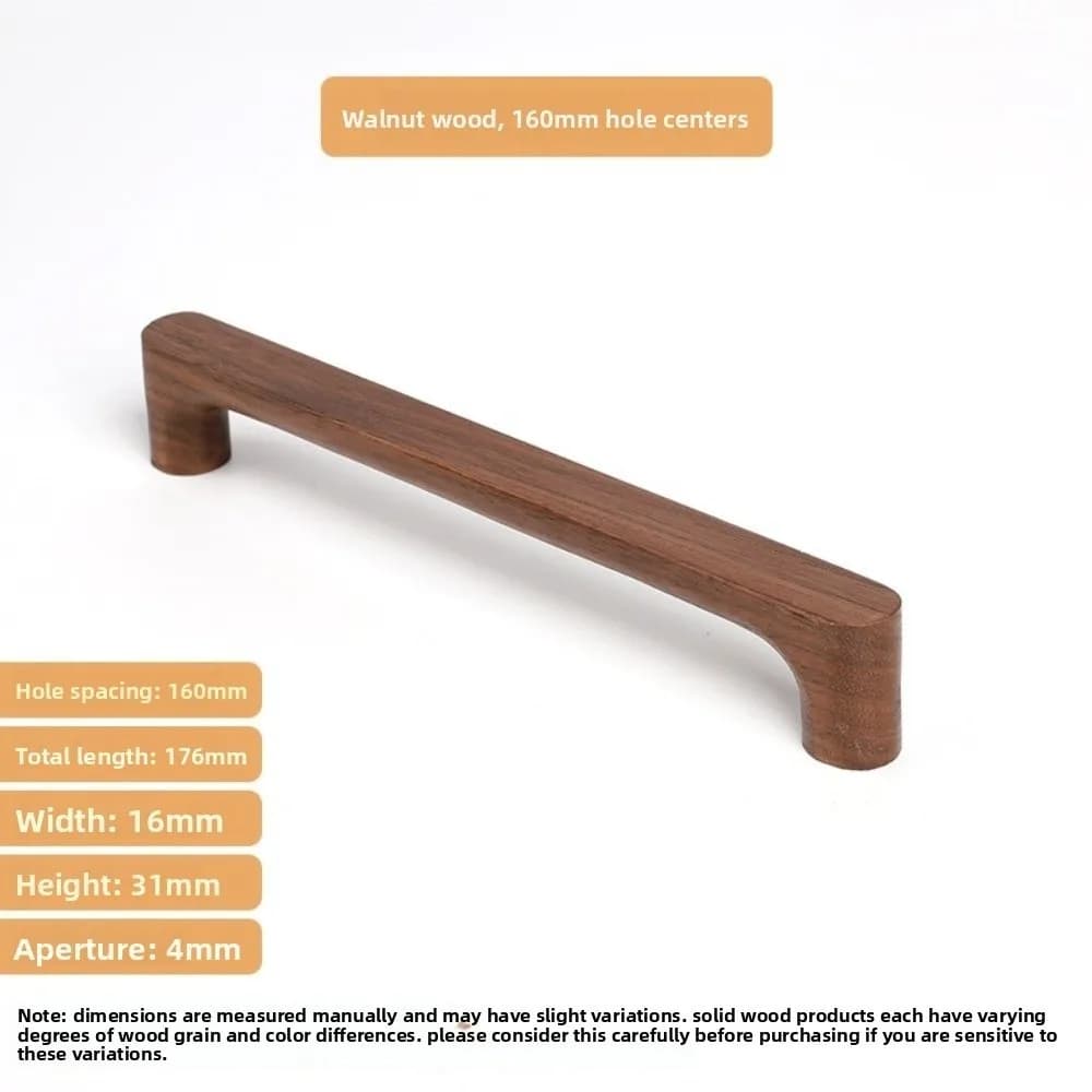 Maniglie per Mobili in Stile Nordico, in Legno di Noce Ecologico, Tiranti per Cassetti con Bordi Arrotondati 96mm, Maniglie per Armadi, Design d'Interni