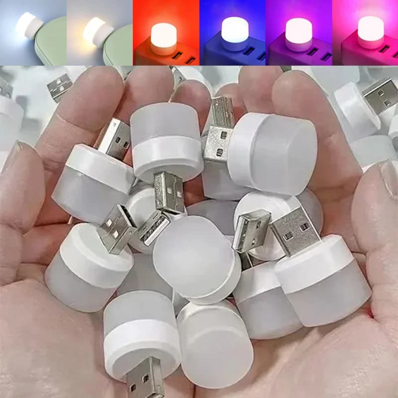 20Pcs Mini USB Night Light Warm White Eye Protection Book luce di lettura spina USB Computer Mobile Power Charging LED Night Lamp