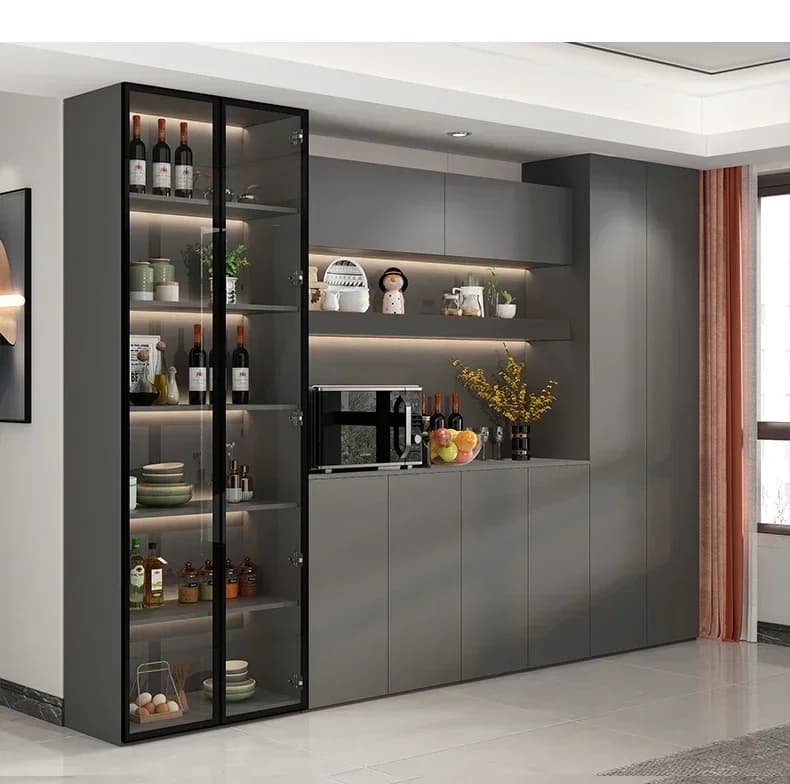 Vetrina per Vini, Mobile Laterale, Armadietto Moderno Minimalista per Soggiorno, Lusso Leggero da Parete