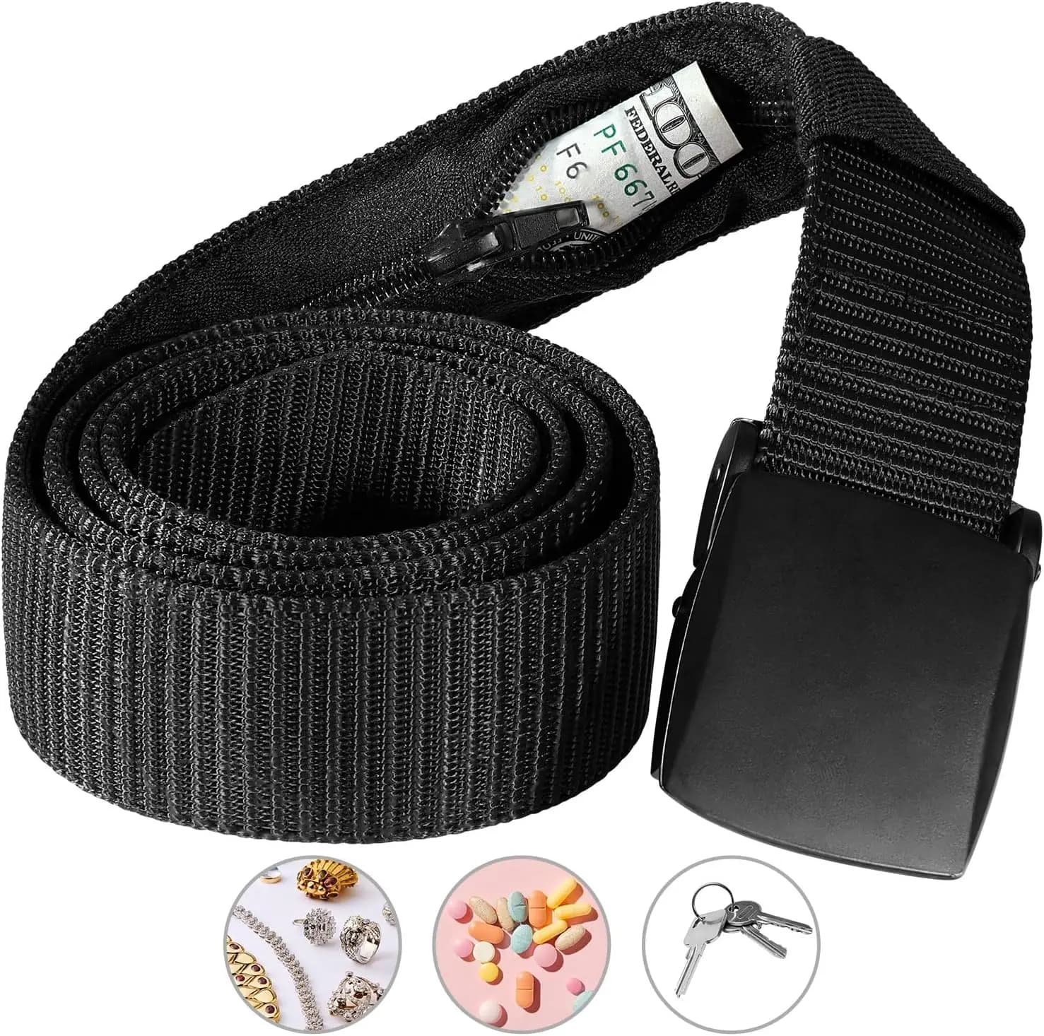 Marsupio da viaggio antifurto per contanti Marsupio da donna portatile nascosto con cinturino per soldi Portafoglio Marsupio da uomo Cintura nascosta segreta 114 cm
