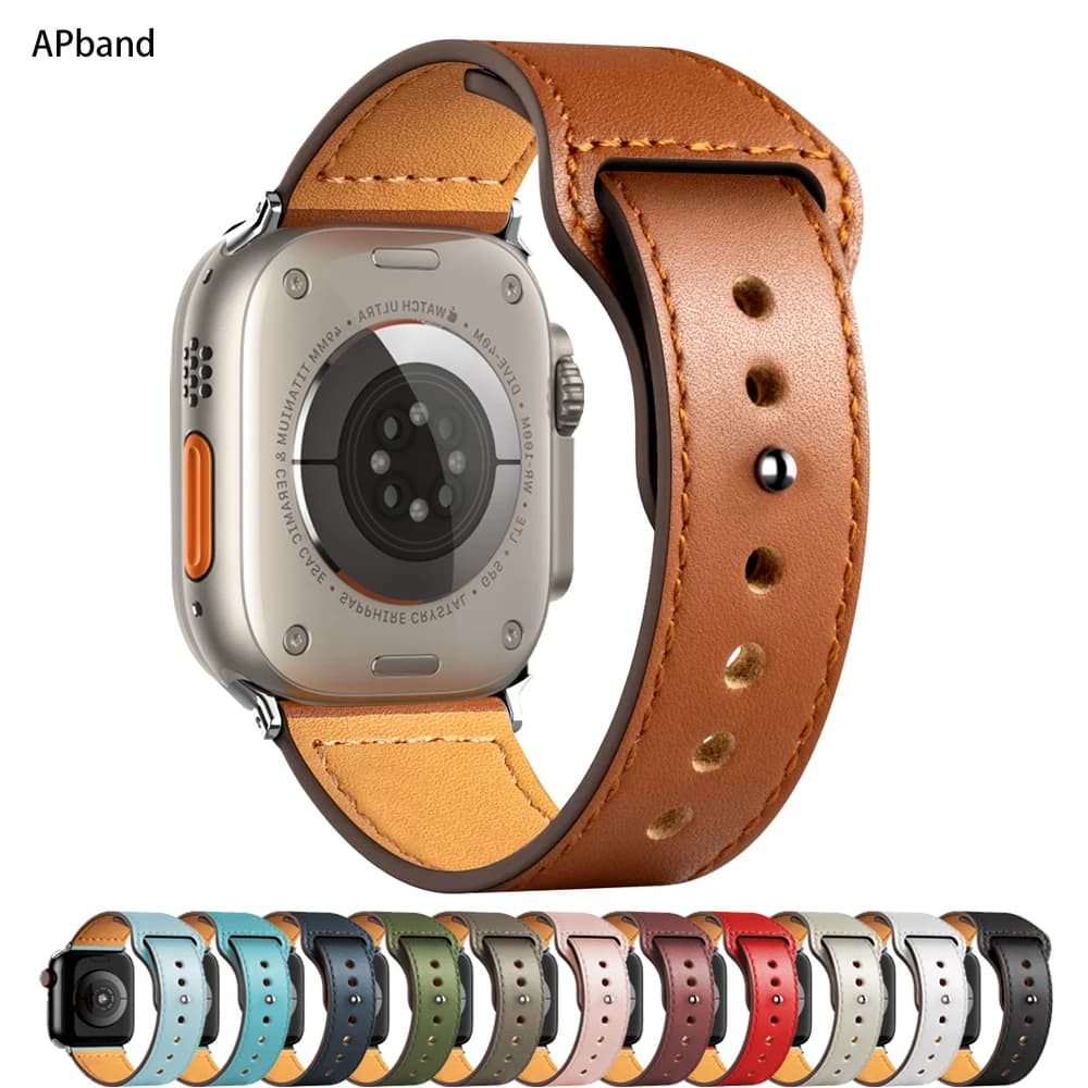 Cinturino in pelle per cinturino Apple watch 45mm 44mm 49mm 41mm 40mm 42mm 38mm braccialetto iWatch serie ultra 9 3 7 8 SE ultra 2
