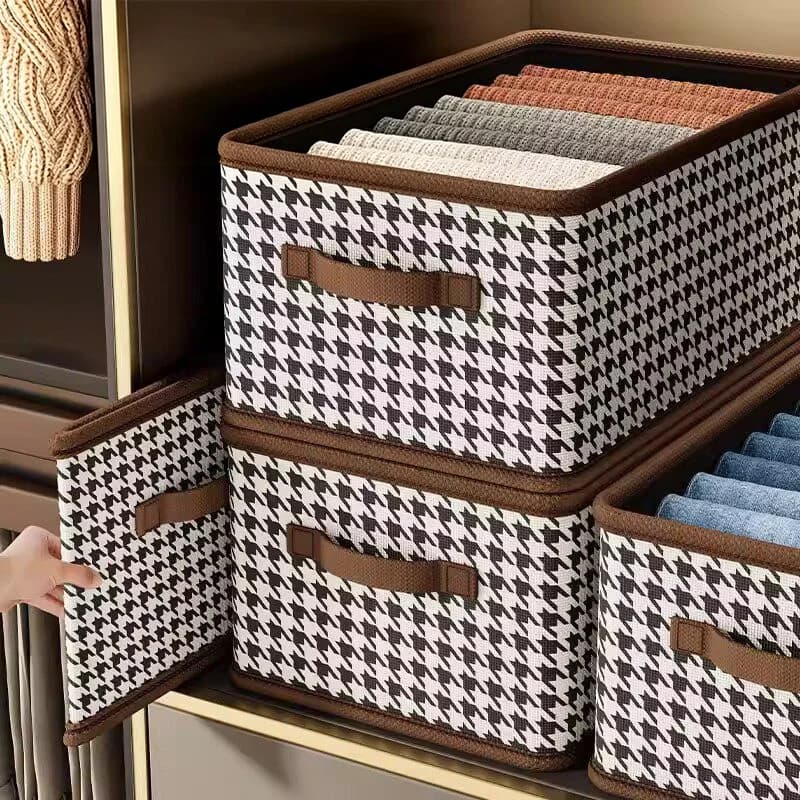 Organizzatore per armadio da 1/2/4 pezzi, scatola porta jeans pieghevole con maniglia, cassetto porta biancheria intima