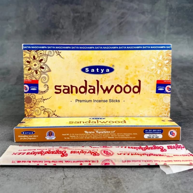 Bastoncini d'Incenso Artigianali Indiani Naturali Salvia Bianca e Sandalo per Casa, Meditazione, Purificazione dell'Aria Interna, Champa Satya