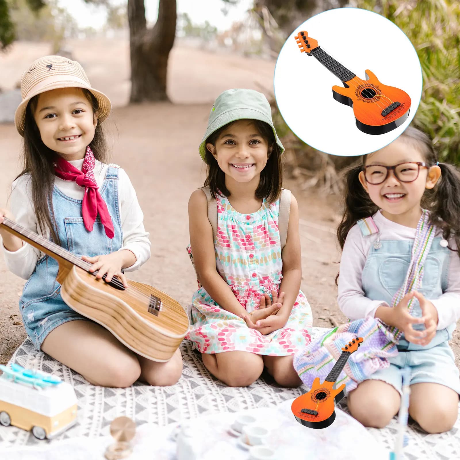 Mini Chitarra Giocattolo Educativo Colorata per Bambini Principianti, Strumento Musicale Simulato, Regalo per la Pratica di Ukulele