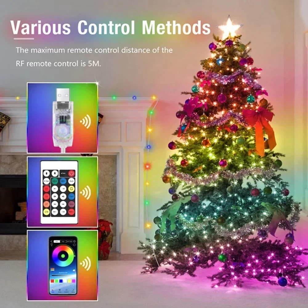 Stringa LED Bluetooth Lucine Dreamcolor RGB Festa fai da te Luci per albero di Natale Decorazioni per matrimoni Ghirlanda Lampada USB