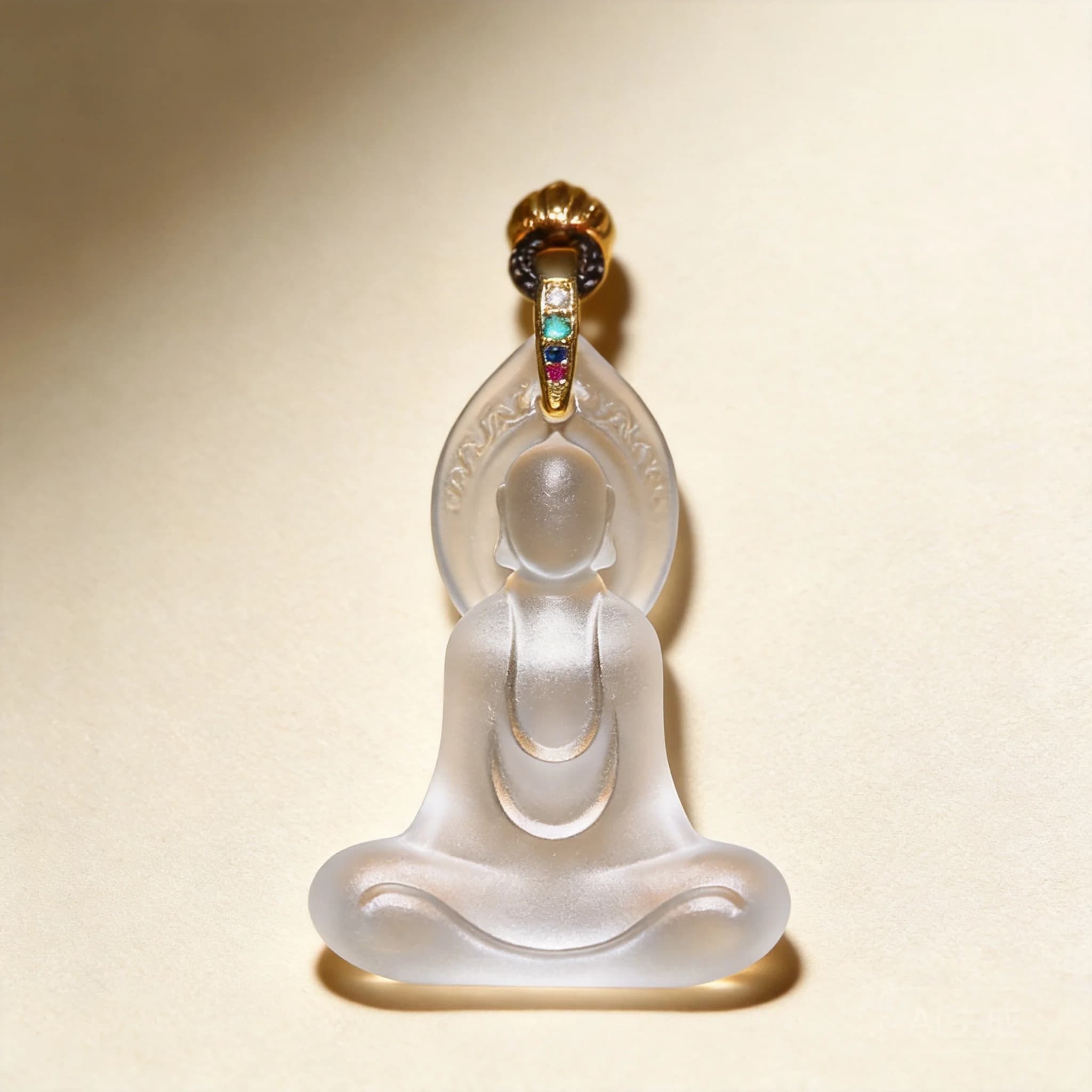 Chinese Style Frosted Liuli Faceless Buddha Pendant Necklace Peace Blessing Wealth Attracting Lucky Jewelry For Men Women Amulet