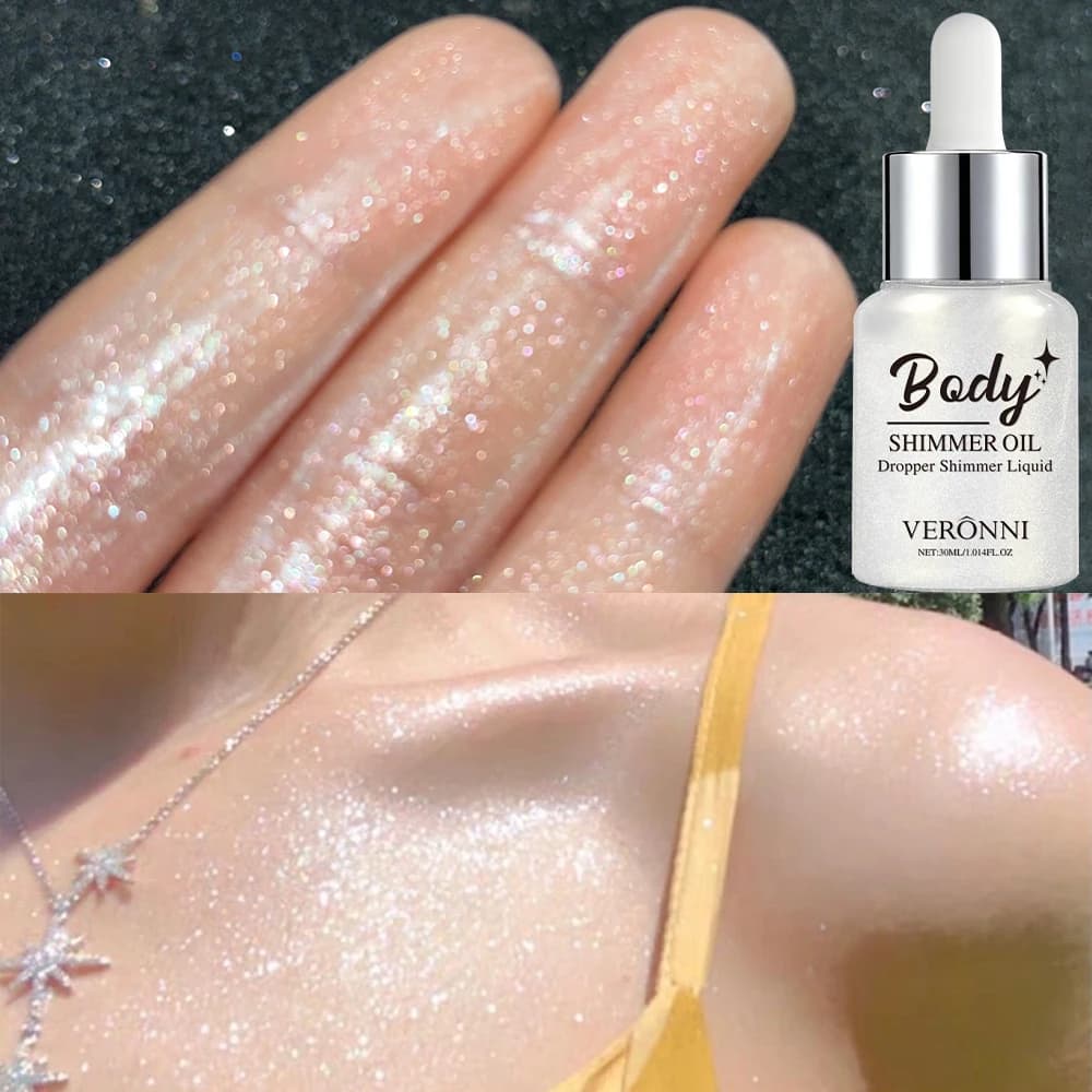 Evidenziatore liquido metallizzato glitterato a 3 colori, evidenziatore glitterato schiarente per viso e corpo per festival musicali, San Valentino