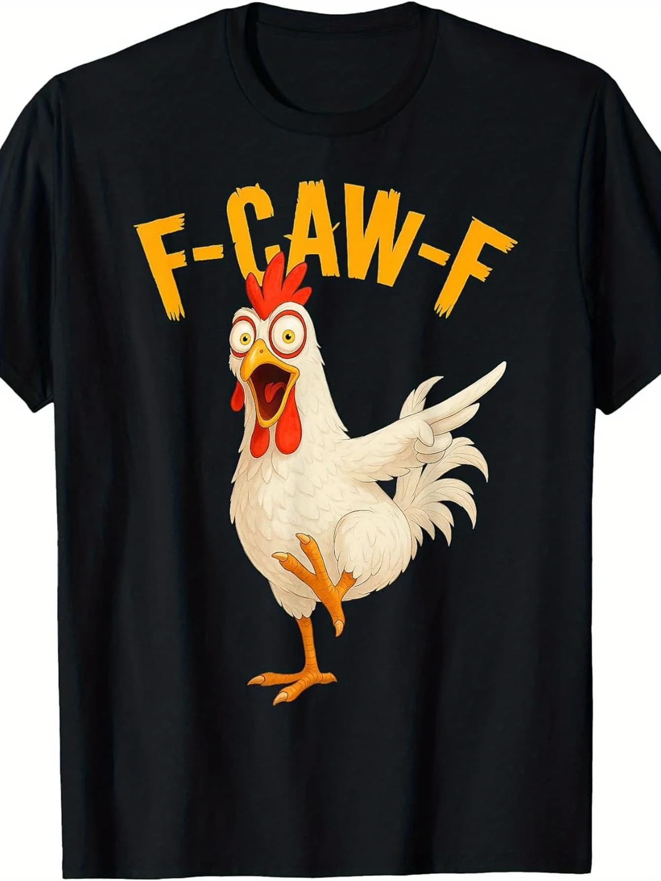 T-shirt divertente 2026 F-CAWF Rooster Chicken Whisperer per amanti di pollame - Stampa con slogan FCawF e suono di gallo rauco, nera con stampa Y